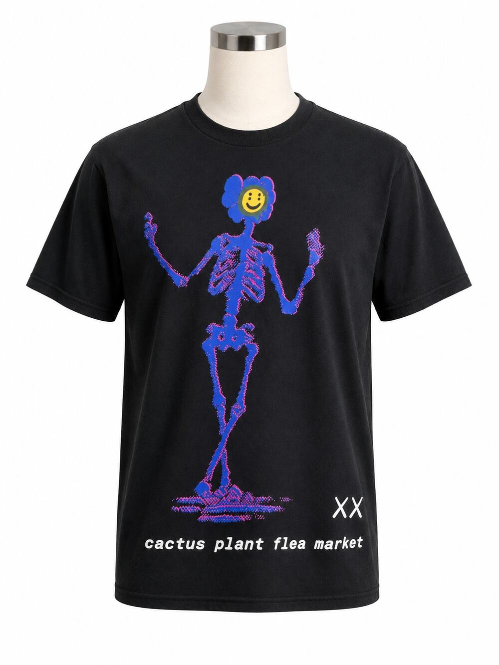 KAWS x Cactus Plant Flea Market CPFM Skeleton Black T-Shirt - Size S